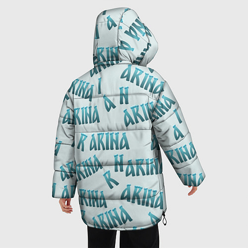 Женская зимняя куртка Арина - текст паттерн / 3D-Светло-серый – фото 4