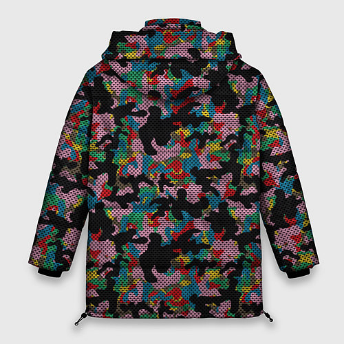 Женская зимняя куртка Модный разноцветный камуфляж / 3D-Черный – фото 2