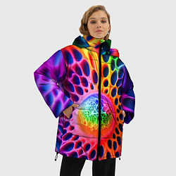 Куртка зимняя женская Паутина абстракция, цвет: 3D-красный — фото 2