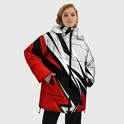 Куртка зимняя женская Бело-красная униформа для зала, цвет: 3D-черный — фото 2
