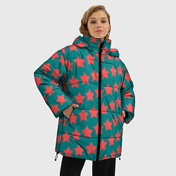 Куртка зимняя женская Звезды на изумрудном, цвет: 3D-черный — фото 2