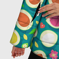 Куртка зимняя женская Текстура авокадо и цветы, цвет: 3D-черный — фото 2