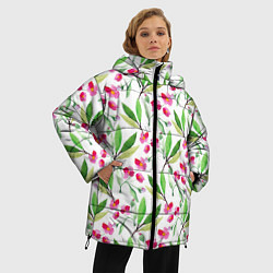 Куртка зимняя женская Tender flowers, цвет: 3D-черный — фото 2