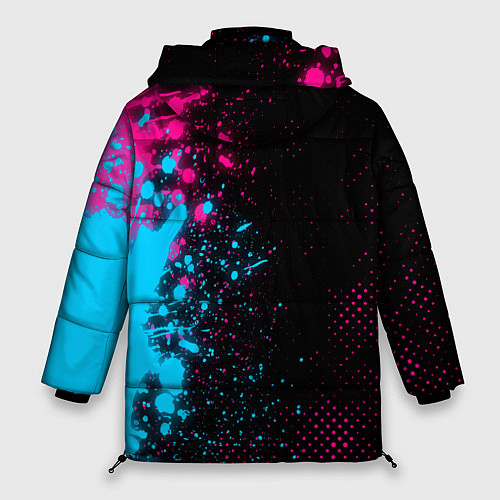 Женская зимняя куртка System of a Down - neon gradient: по-вертикали / 3D-Черный – фото 2