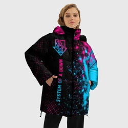Куртка зимняя женская System of a Down - neon gradient: по-вертикали, цвет: 3D-черный — фото 2