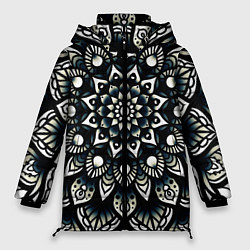 Куртка зимняя женская Мандала чёрно-белая, цвет: 3D-черный