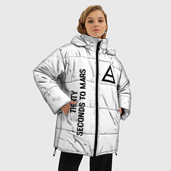 Куртка зимняя женская Thirty Seconds to Mars glitch на светлом фоне: над, цвет: 3D-черный — фото 2