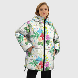 Куртка зимняя женская Весенние букеты, цвет: 3D-светло-серый — фото 2
