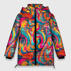 Женская зимняя куртка Разноцветные мазки красок