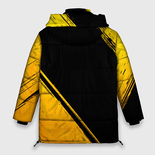 Женская зимняя куртка Darling in the FranXX - gold gradient: надпись, си / 3D-Черный – фото 2