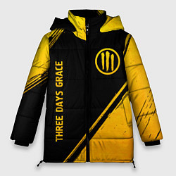 Куртка зимняя женская Three Days Grace - gold gradient: надпись, символ, цвет: 3D-черный