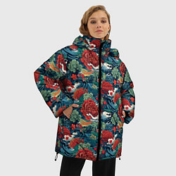 Куртка зимняя женская Рисунок Ирезуми Паттерн, цвет: 3D-светло-серый — фото 2