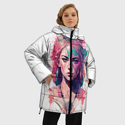 Куртка зимняя женская Девушка акварельные краски, цвет: 3D-светло-серый — фото 2