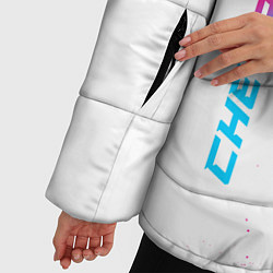 Куртка зимняя женская Chevrolet neon gradient style: надпись, символ, цвет: 3D-черный — фото 2