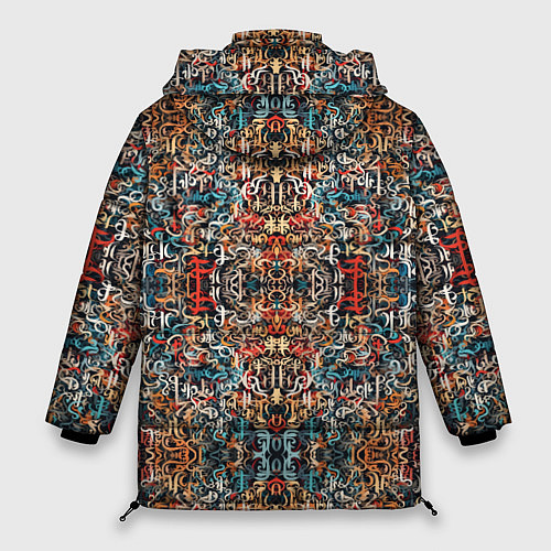 Женская зимняя куртка Каллиграфический паттерн / 3D-Черный – фото 2