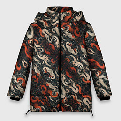 Куртка зимняя женская Абстракция в японском стиле, цвет: 3D-черный