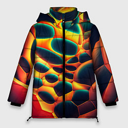 Куртка зимняя женская Лавовые пузыри, цвет: 3D-красный