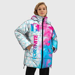 Куртка зимняя женская Fortnite neon gradient style: по-вертикали, цвет: 3D-черный — фото 2