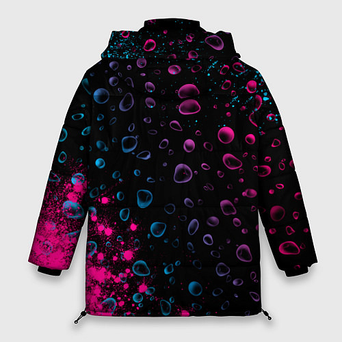 Женская зимняя куртка Toyota - neon gradient: надпись, символ / 3D-Черный – фото 2