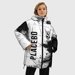 Куртка зимняя женская Placebo и рок символ на светлом фоне, цвет: 3D-черный — фото 2