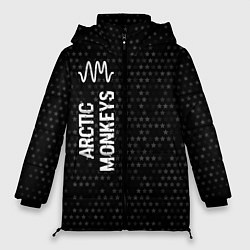 Куртка зимняя женская Arctic Monkeys glitch на темном фоне: по-вертикали, цвет: 3D-черный