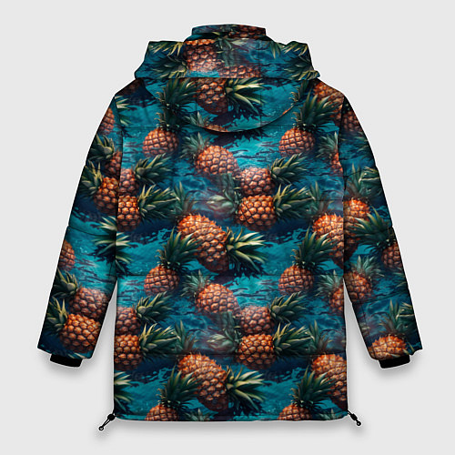 Женская зимняя куртка Ананасы в воде / 3D-Черный – фото 2