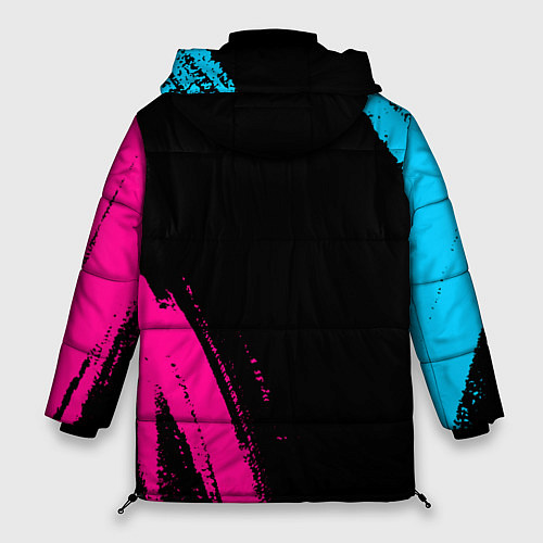 Женская зимняя куртка Spirited Away - neon gradient: надпись, символ / 3D-Черный – фото 2