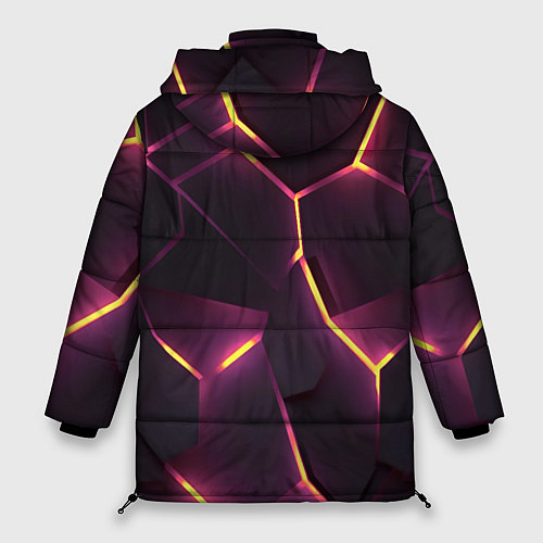 Женская зимняя куртка Пурпурные неоновые плиты / 3D-Черный – фото 2