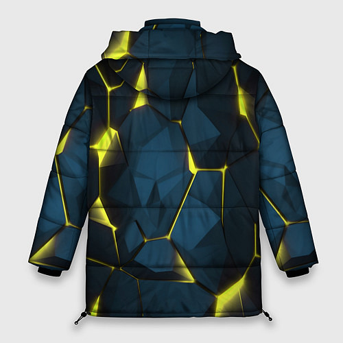 Женская зимняя куртка Желтые неоновые плиты / 3D-Черный – фото 2