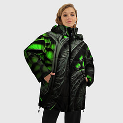 Куртка зимняя женская Green black abstract, цвет: 3D-черный — фото 2