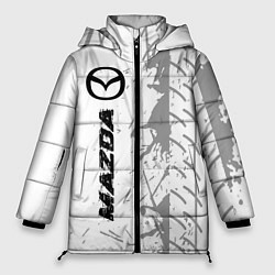Женская зимняя куртка Mazda speed на светлом фоне со следами шин: по-вер