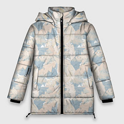 Куртка зимняя женская Паттерн листьев, цвет: 3D-светло-серый