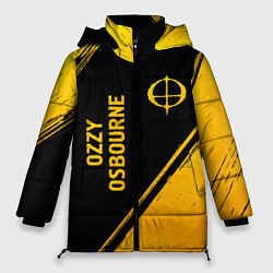 Куртка зимняя женская Ozzy Osbourne - gold gradient: надпись, символ, цвет: 3D-черный