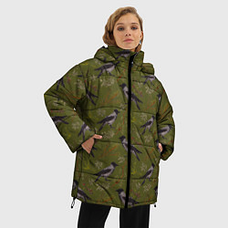 Куртка зимняя женская Вороны и еловые веточки, цвет: 3D-светло-серый — фото 2