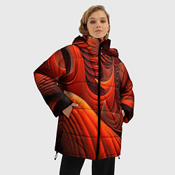 Куртка зимняя женская Оранжевая абстракция, цвет: 3D-светло-серый — фото 2
