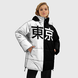 Куртка зимняя женская Tokyo - Иероглифы, цвет: 3D-светло-серый — фото 2