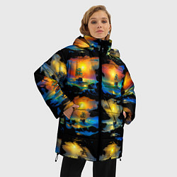 Куртка зимняя женская Вечерние кораблики, цвет: 3D-светло-серый — фото 2