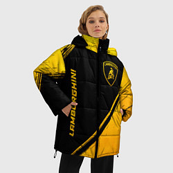 Куртка зимняя женская Lamborghini - gold gradient: надпись, символ, цвет: 3D-черный — фото 2