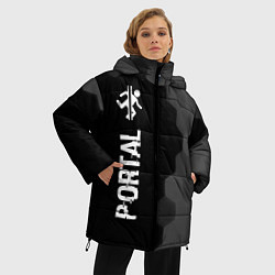 Куртка зимняя женская Portal glitch на темном фоне: по-вертикали, цвет: 3D-черный — фото 2