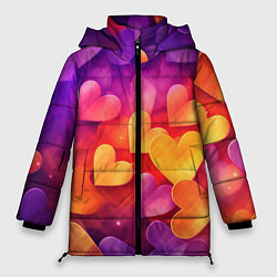 Куртка зимняя женская Разноцветные сердечки, цвет: 3D-светло-серый