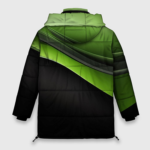 Женская зимняя куртка Black green abstract / 3D-Черный – фото 2