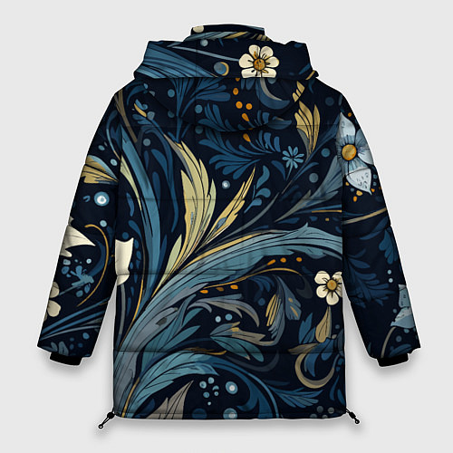 Женская зимняя куртка Цветочные узоры / 3D-Черный – фото 2