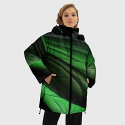 Куртка зимняя женская Темная зеленая текстура, цвет: 3D-светло-серый — фото 2