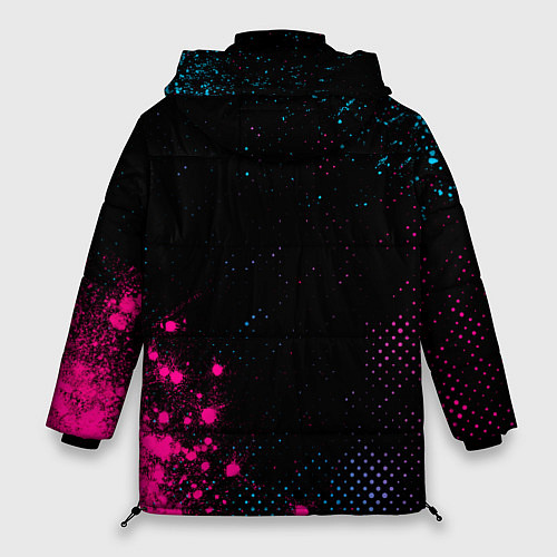 Женская зимняя куртка JoJo Bizarre Adventure - neon gradient: надпись, с / 3D-Черный – фото 2