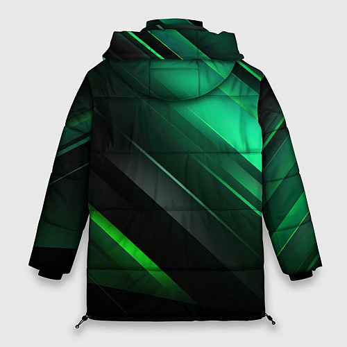 Женская зимняя куртка Black green abstract / 3D-Черный – фото 2