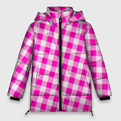 Куртка зимняя женская Розовая клетка Барби, цвет: 3D-черный
