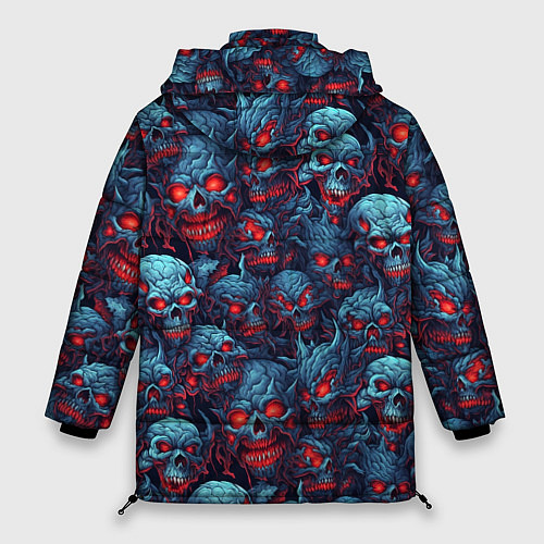 Женская зимняя куртка Monster skulls pattern / 3D-Черный – фото 2