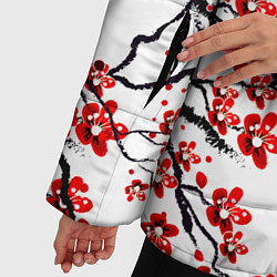 Куртка зимняя женская Цветущее дерево сакуры, цвет: 3D-черный — фото 2
