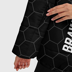 Куртка зимняя женская Brawl Stars glitch на темном фоне: по-вертикали, цвет: 3D-черный — фото 2