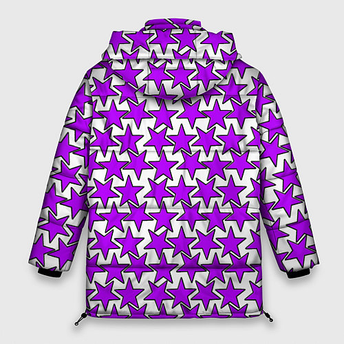 Женская зимняя куртка Ретро звёзды фиолетовые / 3D-Черный – фото 2